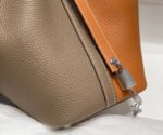 HERMES 25S PICOTIN LOCK 18 IN BROWN AND ORANGE COMBINATION CALFSKIN SILVER HARDWARE - Image 16