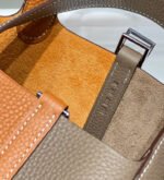 HERMES 25S PICOTIN LOCK 18 IN BROWN AND ORANGE COMBINATION CALFSKIN SILVER HARDWARE - Image 17