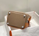 HERMES 25S PICOTIN LOCK 18 IN BROWN AND ORANGE COMBINATION CALFSKIN SILVER HARDWARE - Image 15