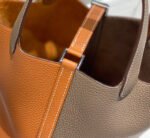 HERMES 25S PICOTIN LOCK 18 IN BROWN AND ORANGE COMBINATION CALFSKIN SILVER HARDWARE - Image 18