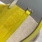 HERMES 25S PICOTIN LOCK 18 IN WHITE AND LEMON YELLOW CALFSKIN SILVER HARDWARE - Image 9