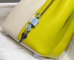 HERMES 25S PICOTIN LOCK 18 IN WHITE AND LEMON YELLOW CALFSKIN SILVER HARDWARE - Image 14