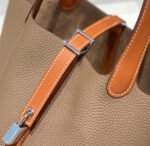 HERMES 25S PICOTIN LOCK 18 IN BURNT ORANGE AND BROWN CALFSKIN SILVER HARDWARE - Image 18