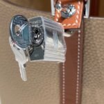 HERMES 25S PICOTIN LOCK 18 IN BURNT ORANGE AND LIGHT BROWN CALFSKIN SILVER HARDWARE - Image 15