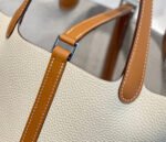 HERMES 25S PICOTIN LOCK 18 IN BURNT ORANGE AND IVORY CALFSKIN SILVER HARDWARE - Image 9
