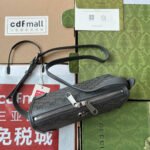 OPHIDIA MESSENGER BAG 35 IN GREY BLACK GG CALFSKIN - Image 13