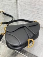 SADDLE BAG 24 IN BLACK CALFSKIN GOLD HARDWARE - Image 4