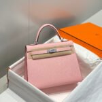 KELLY 25CM IN ROSE SAKURA SWIFT CALFSKIN SILVER HARDWARE