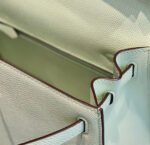 KELLY 25CM IN VERT FIZZ SWIFT CALFSKIN SILVER HARDWARE - Image 7