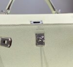 KELLY 25CM IN VERT FIZZ SWIFT CALFSKIN SILVER HARDWARE - Image 5
