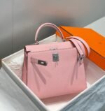 KELLY 28CM IN ROSE SAKURA SWIFT CALFSKIN SILVER HARDWARE - Image 12