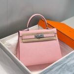 KELLY 28CM IN ROSE SAKURA SWIFT CALFSKIN SILVER HARDWARE - Image 11