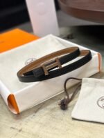 HM FOCUS BUCKLE & REVERSIBLE BLACK AND TAWNY BROWN LEATHER STRAP 13MM COPPER HARDWARE - Image 4