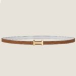 HM FOCUS BUCKLE & REVERSIBLE BRONZE BROWN AND WHITE LEATHER STRAP 13MM GOLD HARDWARE