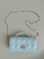 LADY 21 CHAIN BAG IN LIGHT BLUE LAMBSKIN - Image 12