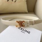 Medium Triomphe Belt 25mm White Calfskin Ghw - Image 8