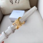 Medium Triomphe Belt 25mm White Calfskin Ghw - Image 3