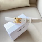 Medium Triomphe Belt 25mm White Calfskin Ghw - Image 7