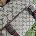 OPHIDIA MEDIUM MESSENGER BAG 27 IN BEIGE AND EBONY GG CALFSKIN GREEN RED WEB STRIPE CANVAS - Image 15
