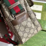 OPHIDIA MEDIUM MESSENGER BAG 27 IN BEIGE AND EBONY GG CALFSKIN GREEN RED WEB STRIPE CANVAS - Image 7