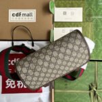 OPHIDIA MEDIUM MESSENGER BAG 27 IN BEIGE AND EBONY GG CALFSKIN GREEN RED WEB STRIPE CANVAS - Image 17