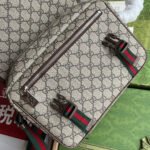 OPHIDIA MEDIUM MESSENGER BAG 27 IN BEIGE AND EBONY GG CALFSKIN GREEN RED WEB STRIPE CANVAS - Image 13