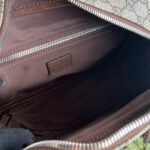 OPHIDIA MEDIUM MESSENGER BAG 27 IN BEIGE AND EBONY GG CALFSKIN GREEN RED WEB STRIPE CANVAS - Image 9