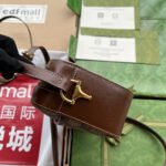 HORSEBIT 1955 SMALL CAMERA BAG 20 IN BEIGE AND EBONY GG BROWN CALFSKIN - Image 9