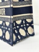 MEDIUM BOOK TOTE 37 BEIGE AND BLUE MACROCANNAGE EMBROIDERY - Image 14