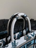 MINI BOOK TOTE 21 BUTTERFLY PATTERN BLUE CALFSKIN - Image 6