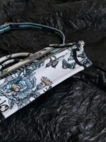 MINI BOOK TOTE 21 BUTTERFLY PATTERN BLUE CALFSKIN - Image 7