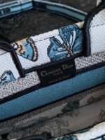 MINI BOOK TOTE 21 BUTTERFLY PATTERN BLUE CALFSKIN - Image 9