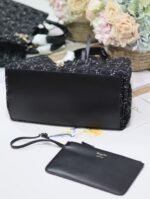 TOUJOURS BAG 37 IN BLACK MIX WHITE CANNAGE TWEED WITH GOLD HARDWARE - Image 3
