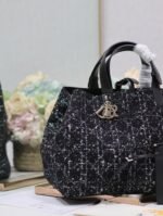 TOUJOURS BAG 37 IN BLACK MIX WHITE CANNAGE TWEED WITH GOLD HARDWARE - Image 4