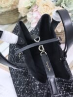TOUJOURS BAG 37 IN BLACK MIX WHITE CANNAGE TWEED WITH GOLD HARDWARE - Image 14