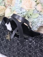 TOUJOURS BAG 37 IN BLACK MIX WHITE CANNAGE TWEED WITH GOLD HARDWARE - Image 6
