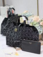 TOUJOURS BAG 37 IN BLACK MIX WHITE CANNAGE TWEED WITH GOLD HARDWARE - Image 2