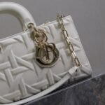 LADY D-JOY BAG 26 IN WHITE GRAPHIC CANNAGE CALFSKIN PALE GOLD-FINISH METAL CHARMS - Image 15