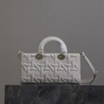 LADY D-JOY BAG 26 IN WHITE GRAPHIC CANNAGE CALFSKIN PALE GOLD-FINISH METAL CHARMS - Image 11