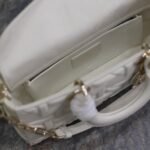 LADY D-JOY BAG 26 IN WHITE GRAPHIC CANNAGE CALFSKIN PALE GOLD-FINISH METAL CHARMS - Image 7
