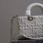 LADY D-JOY BAG 26 IN WHITE GRAPHIC CANNAGE CALFSKIN PALE GOLD-FINISH METAL CHARMS - Image 17
