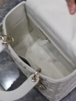 LADY BAG 24 IN WHITE GRAPHIC CANNAGE CALFSKIN PALE GOLD-FINISH METAL CHARMS - Image 12
