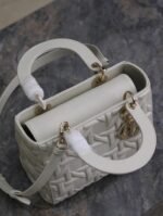 LADY BAG 24 IN WHITE GRAPHIC CANNAGE CALFSKIN PALE GOLD-FINISH METAL CHARMS - Image 13