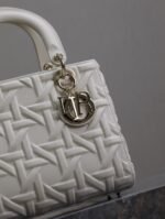 LADY BAG 24 IN WHITE GRAPHIC CANNAGE CALFSKIN PALE GOLD-FINISH METAL CHARMS - Image 14