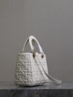 LADY BAG 24 IN WHITE GRAPHIC CANNAGE CALFSKIN PALE GOLD-FINISH METAL CHARMS - Image 7