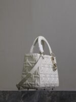 LADY BAG 24 IN WHITE GRAPHIC CANNAGE CALFSKIN PALE GOLD-FINISH METAL CHARMS - Image 8