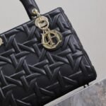 LADY BAG 24 IN BLACK GRAPHIC CANNAGE CALFSKIN PALE GOLD-FINISH METAL CHARMS - Image 14