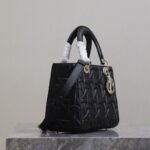 LADY BAG 24 IN BLACK GRAPHIC CANNAGE CALFSKIN PALE GOLD-FINISH METAL CHARMS - Image 7