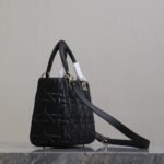 LADY BAG 24 IN BLACK GRAPHIC CANNAGE CALFSKIN PALE GOLD-FINISH METAL CHARMS - Image 9