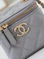 CHANEL 25S MINI VANITY BAG 11 CM IN GREY LAMBSKIN WITH CRYSTAL-EMBELLISHED CC LOGO - Image 2